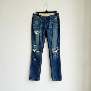 PAIGE | Jimmy Jimmy Skinny Dark Wash Distressed Jeans | 25